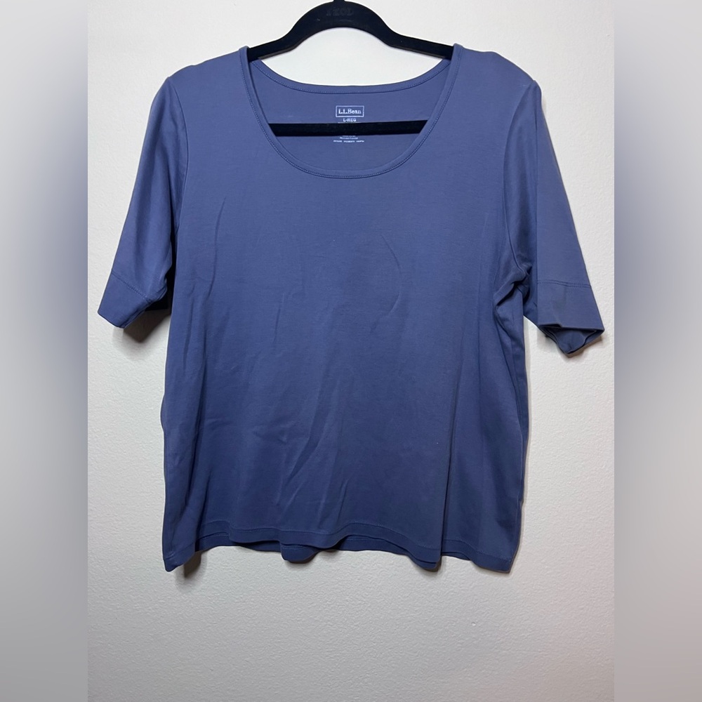 Scoop neck dusty blue blouse
